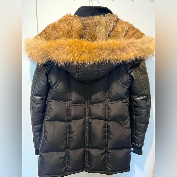 Medium black Rudsak leather puffer Jacket with fur hood. - Picture 4 of 5